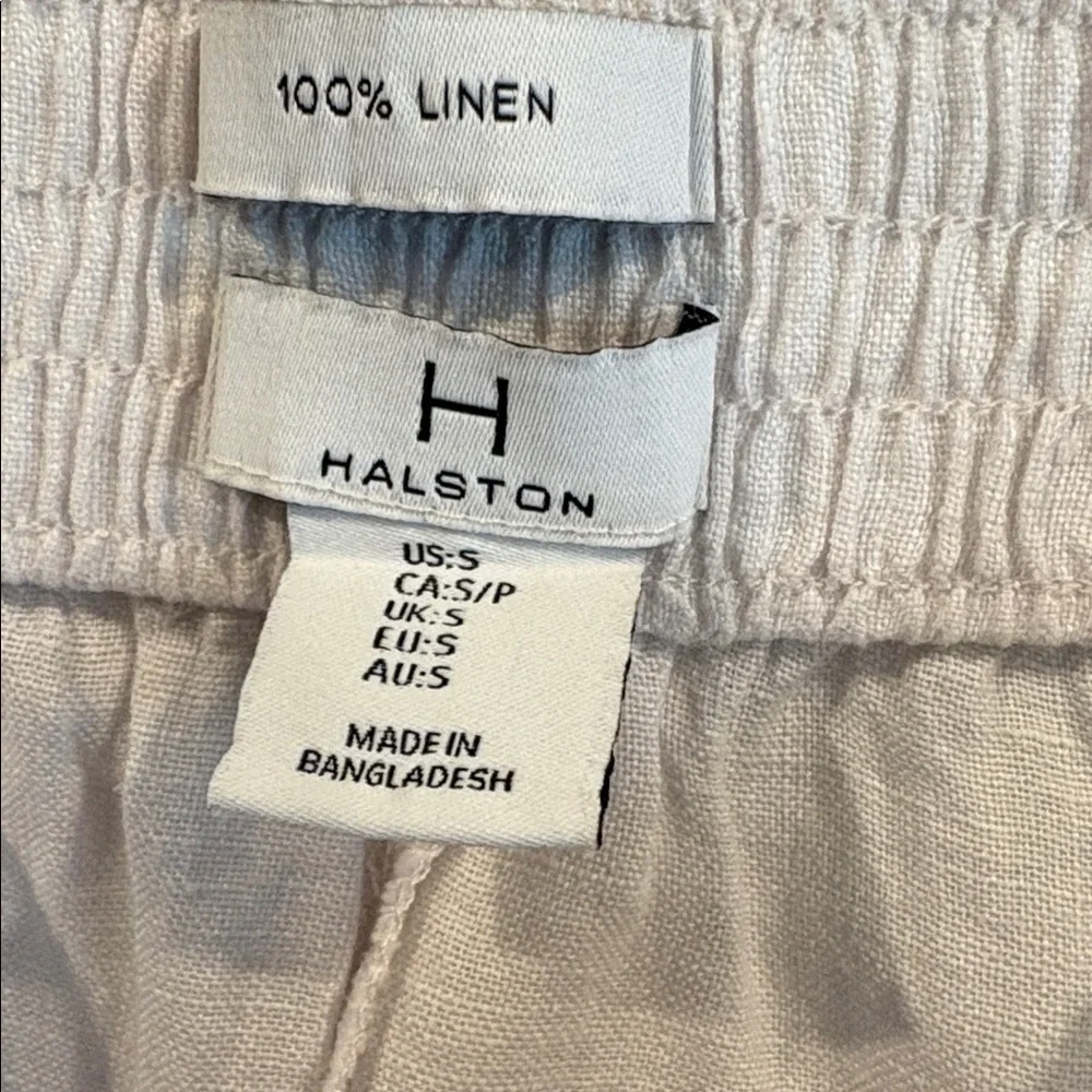 Halston 100% Linen Shorts Waist Tie Size Small High Rise